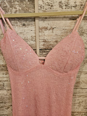 PINK BEADED SHORT DRESS