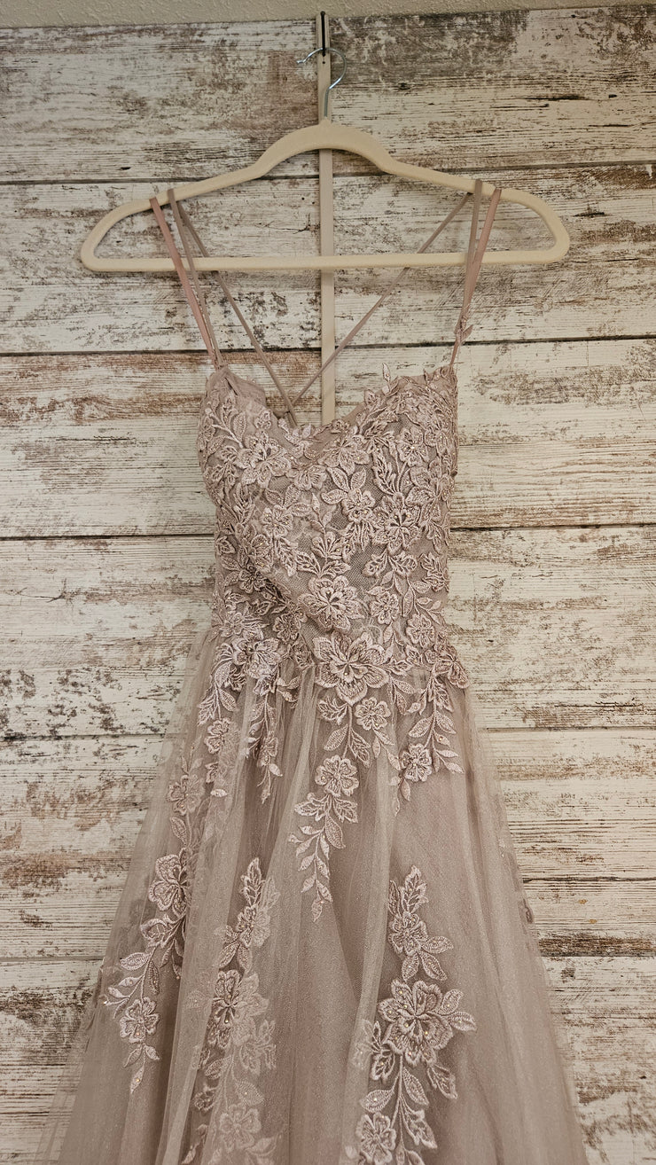 BLUSH/FLORAL A LINE GOWN (NEW)