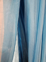 TEAL/FLORAL A LINE GOWN