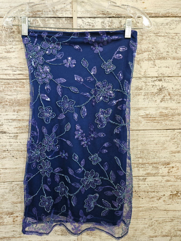 NAVY BEADED SHORT DRESS (NEW)