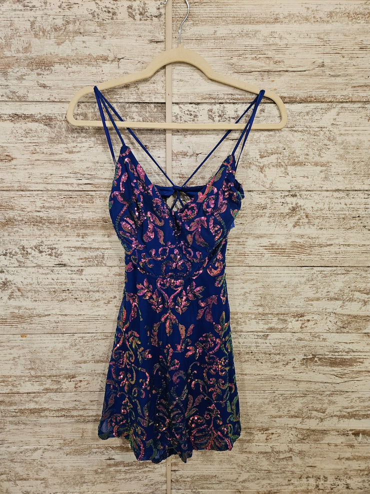 ROYAL BLUE SPARKLY SHORT DRESS