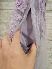LAVENDER SPARKLY A LINE GOWN
