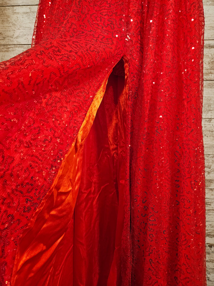 RED SPARKLY A LINE GOWN (NEW)