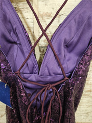 PURPLE SEQUIN SHORT DRESS- NEW