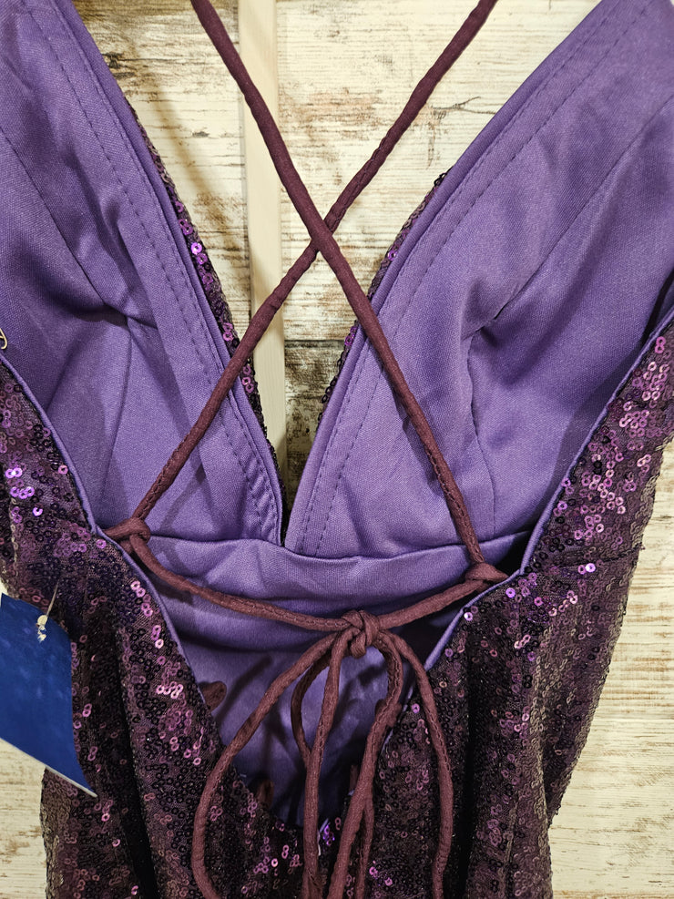 PURPLE SEQUIN SHORT DRESS- NEW