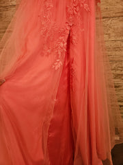 PINK/FLORAL A LINE GOWN