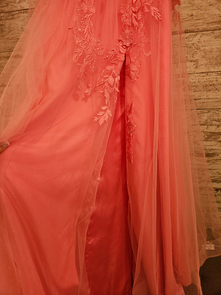PINK/FLORAL A LINE GOWN