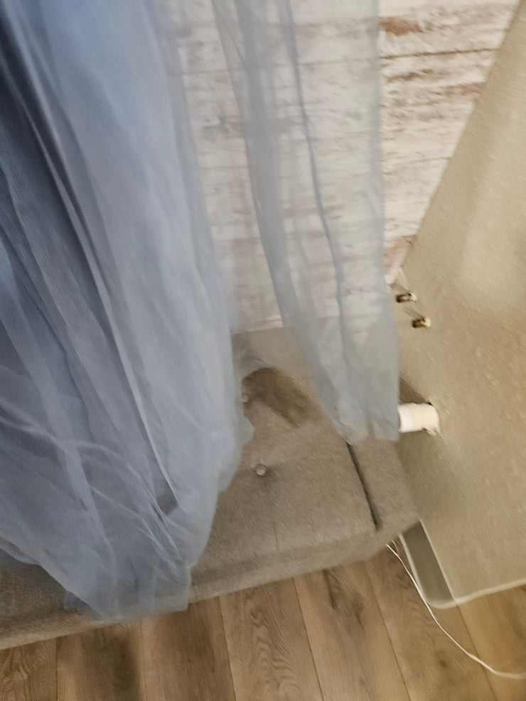 BLUE/FLORAL A LINE GOWN (NEW)