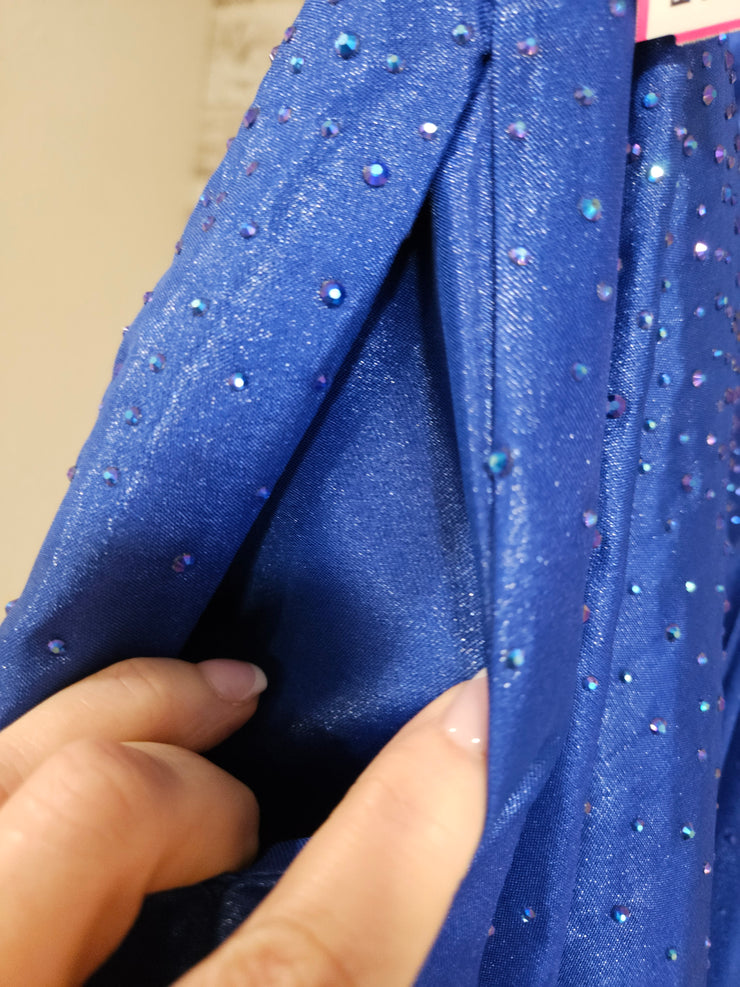 ROYAL BLUE SPARKLY A LINE GOWN