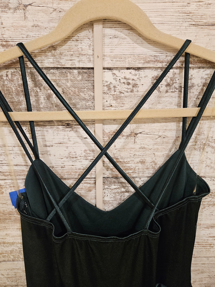 GREEN SATIN SHORT DRESS