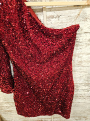 RED SPARKLY SHORT DRESS