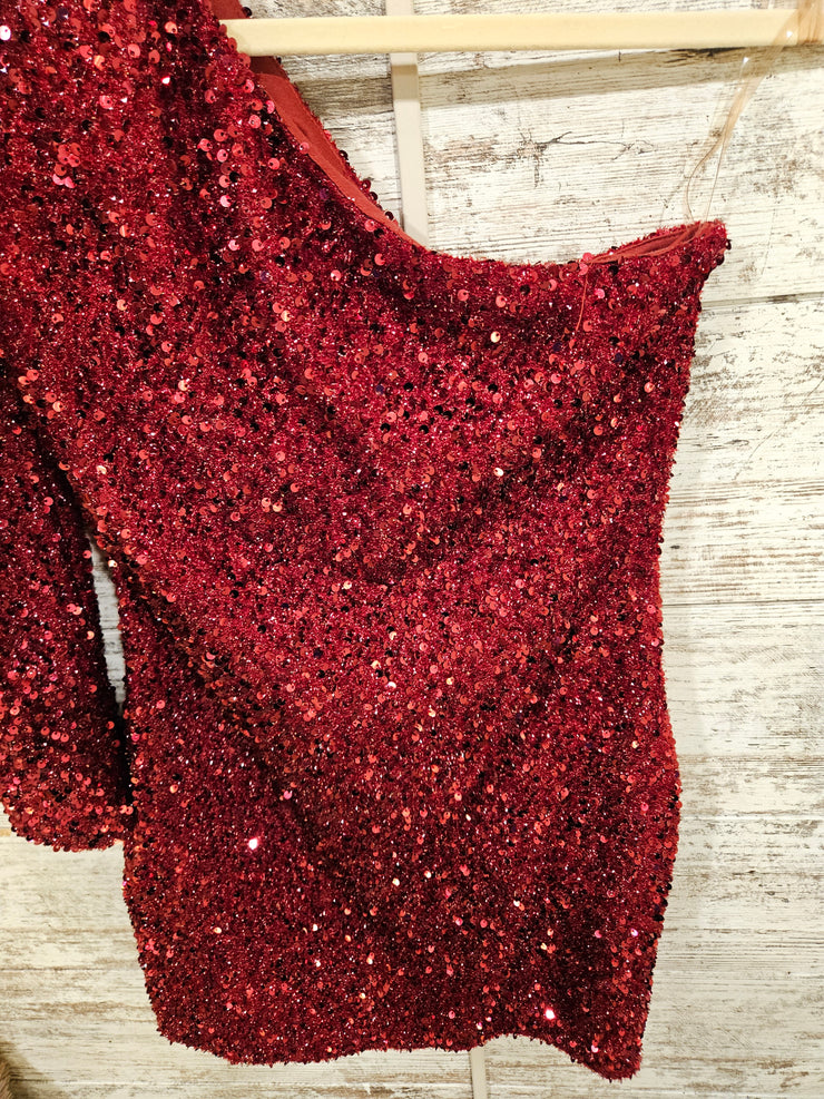 RED SPARKLY SHORT DRESS