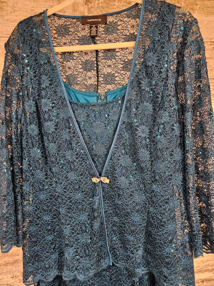 TEAL LACE 2 PC. LONG DRESS SET
