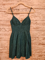 GREEN SPARKLY SHORT DRESS