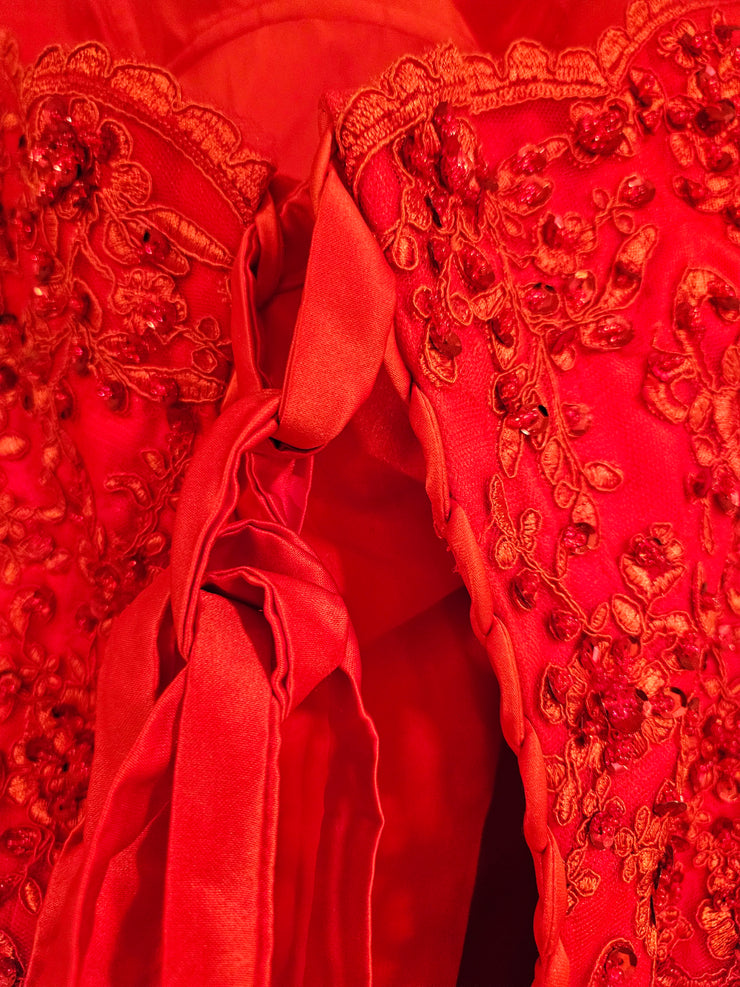RED/FLORAL MERMAID GOWN