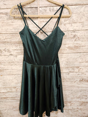 GREEN SATIN SHORT DRESS