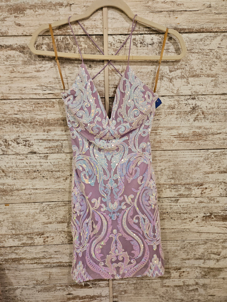 LAVENDER SPARKLY SHORT DRESS