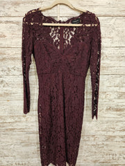 BURGUNDY LACE SHORT DRESS-NEW