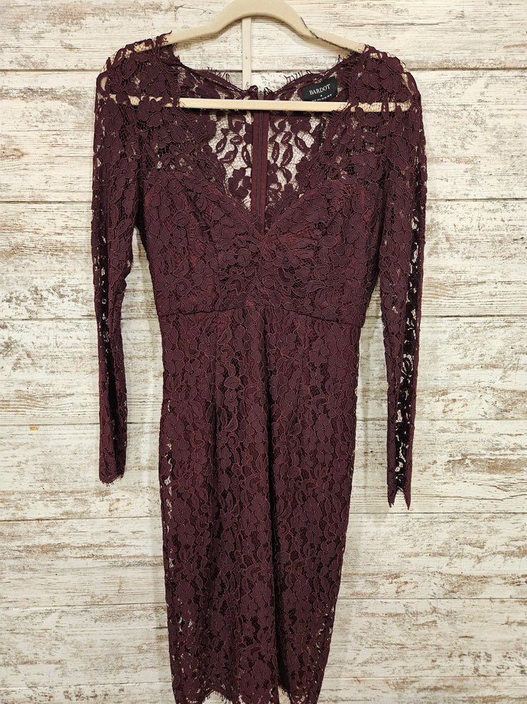 BURGUNDY LACE SHORT DRESS-NEW