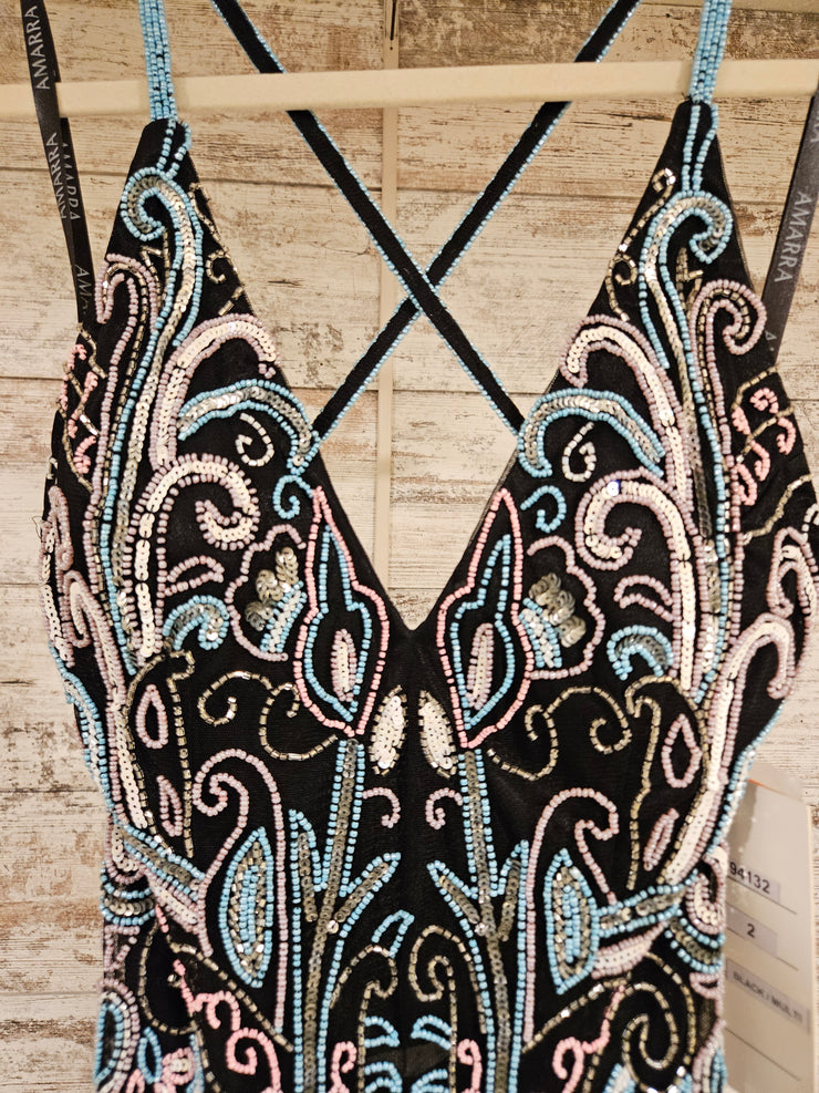 BLACK/MULTI BEADED DRESS (NEW)