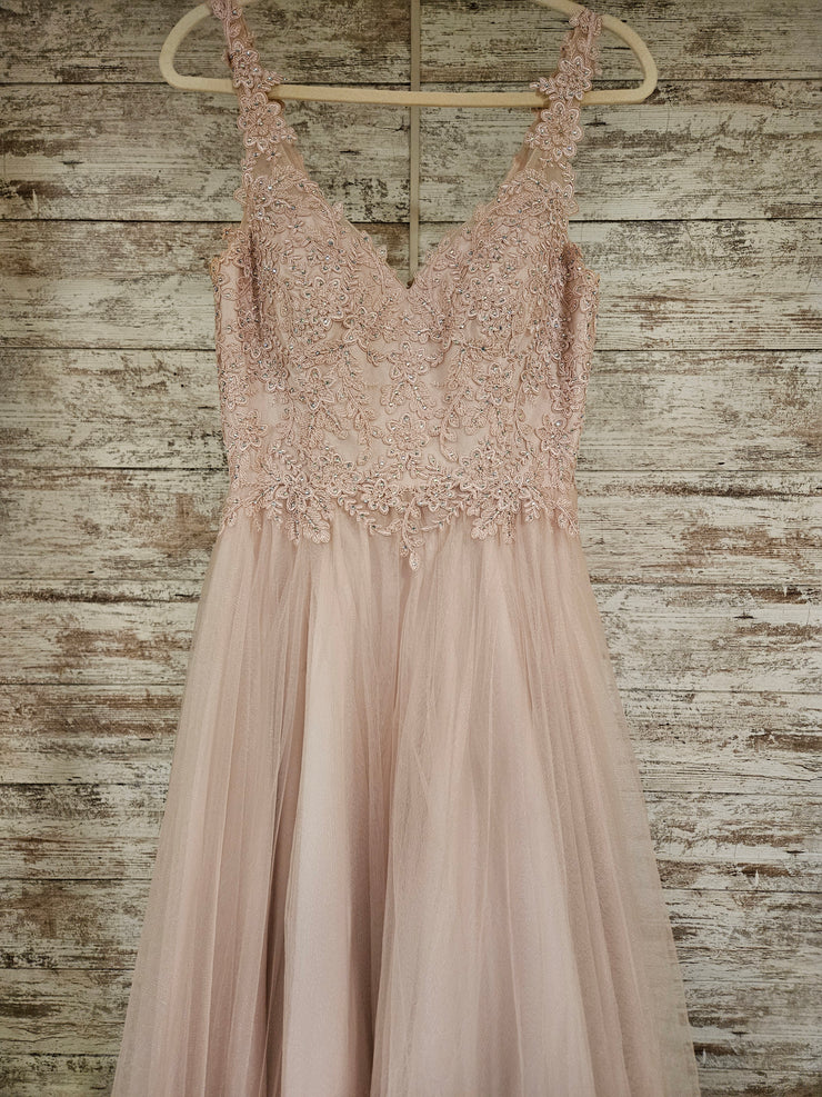 PINK/FLORAL TOP A LINE GOWN