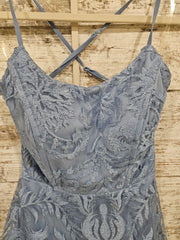 BLUE/FLORAL SPARKLY SHORT DRES