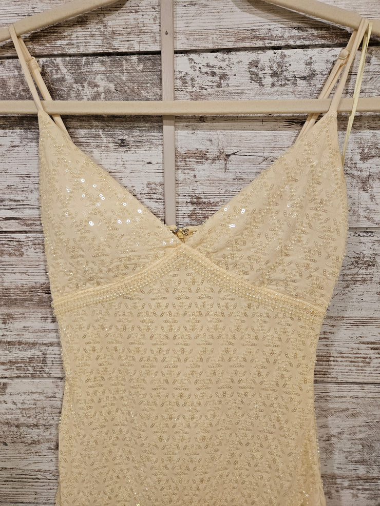 YELLOW BEADED SHORT DRESS