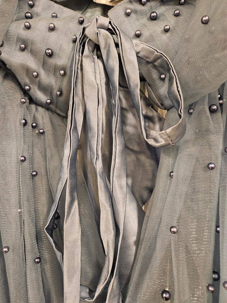 BLUE BEADED A LINE GOWN (NEW)