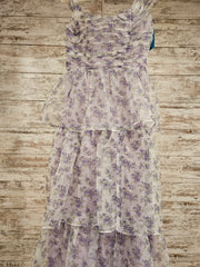 PURPLE/FLORAL A LINE GOWN -NEW