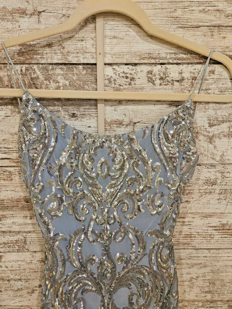 BLUE/SILVERSPARKLY SHORT DRESS