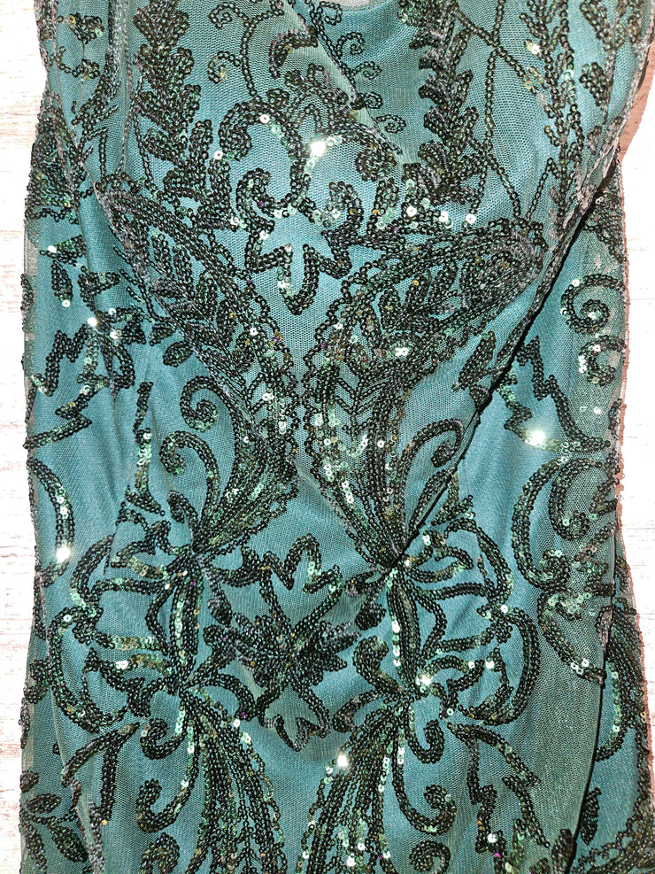 GREEN SPARKLY SHORT DRESS