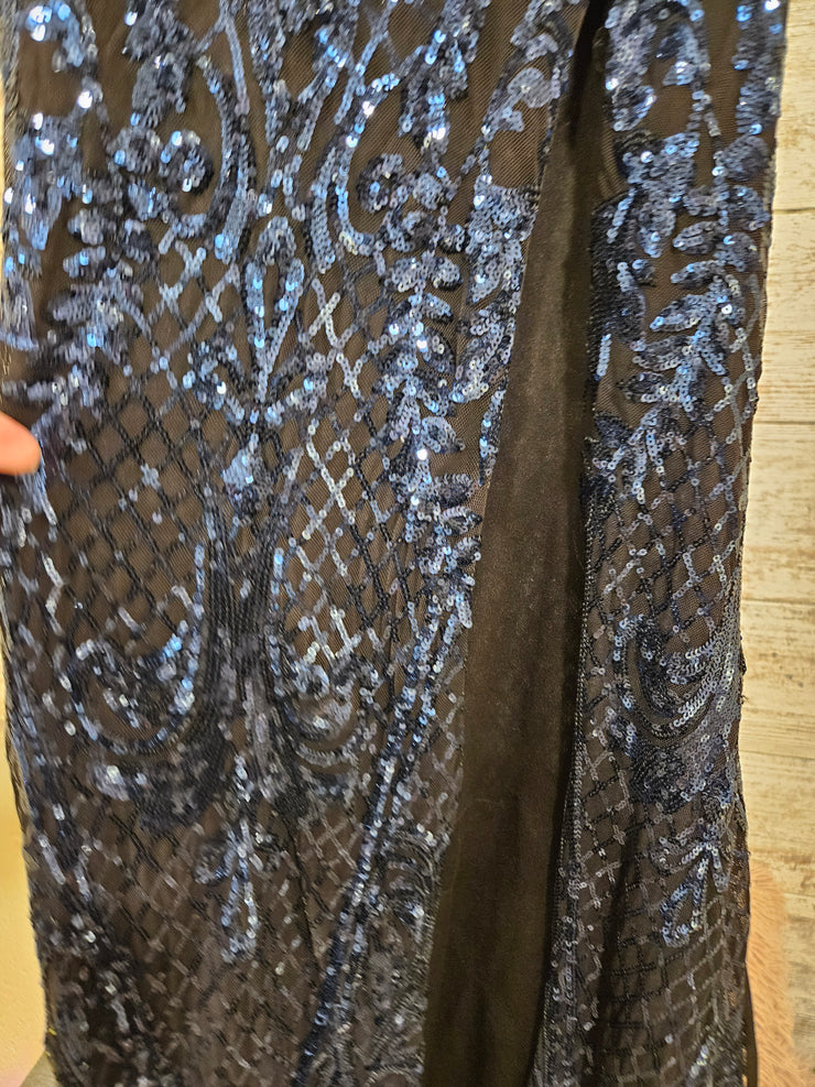 BLACK/NAVY SPARKLY LONG DRESS