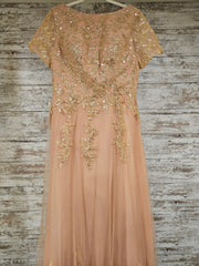 PEACH/FLORAL A LINE GOWN (NEW)