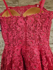 PINK/FLORAL A LINE GOWN