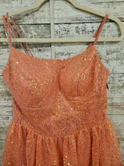CORAL SPARKLY SHORT DRESS -NEW