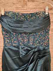 TEAL RUFFLED MERMAID GOWN