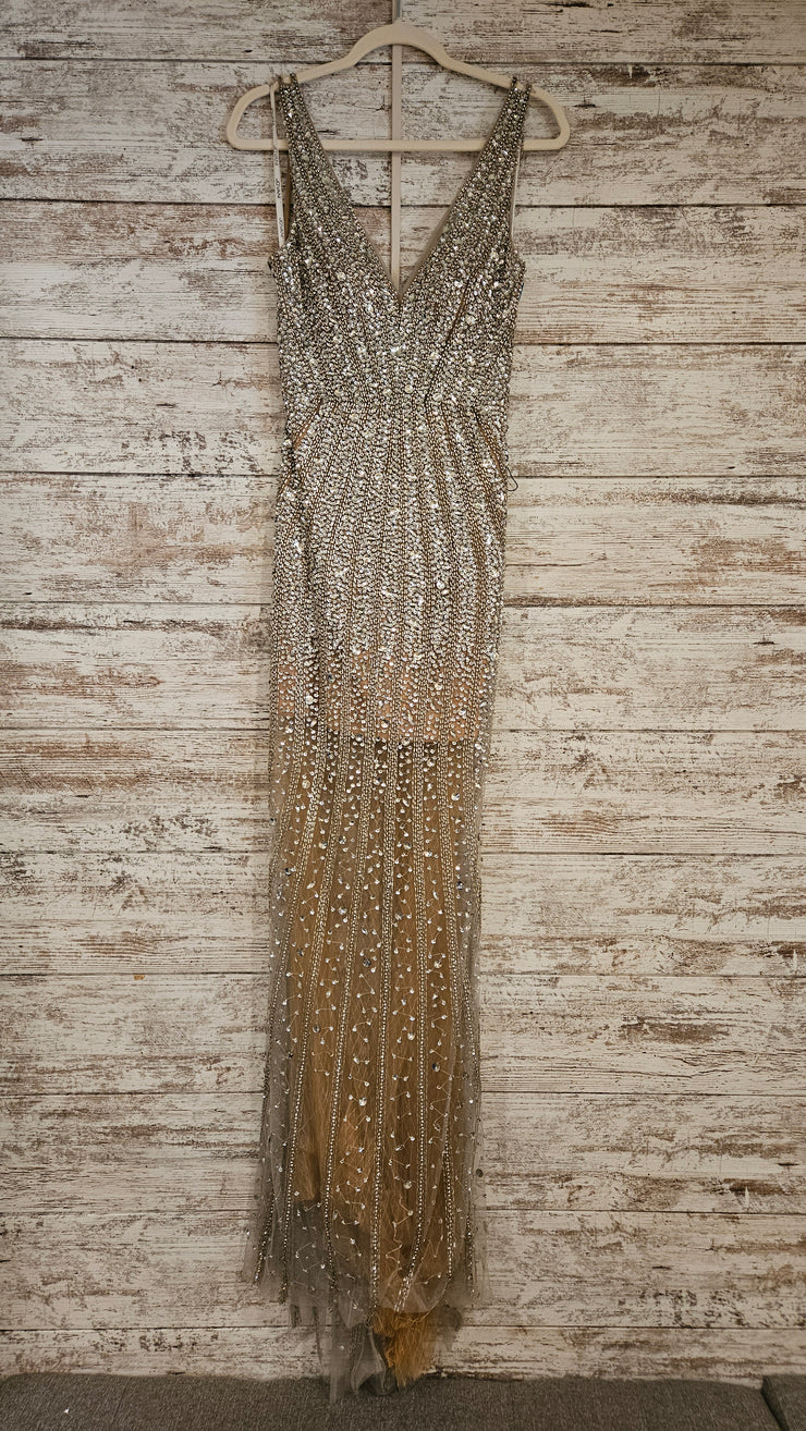 GOLD BEADED LONG DRESS (NEW)