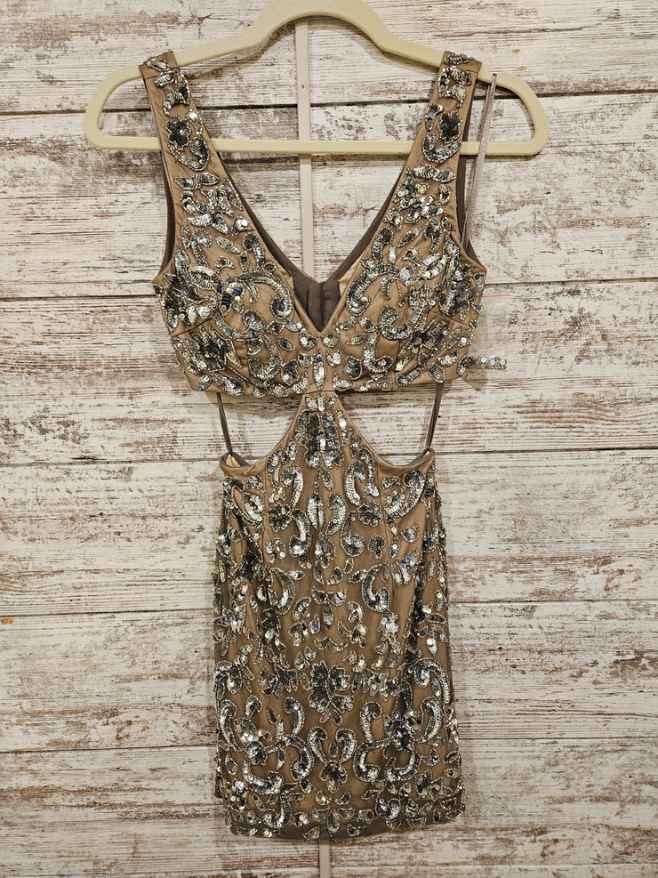 TAN SPARKLY SHORT DRESS