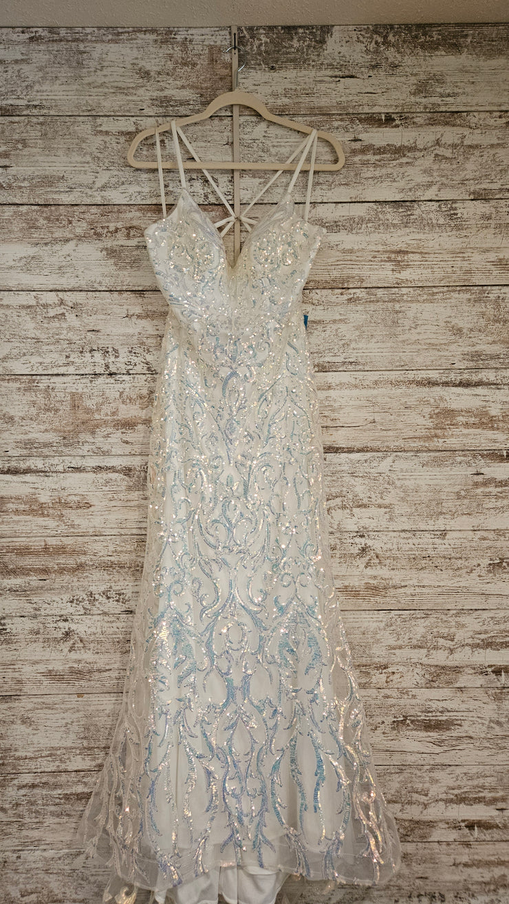 WHITE SPARKLY LONG DRESS (NEW)