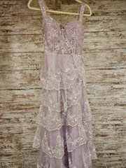 LAVENDER/FLORAL RUFFLED A LINE