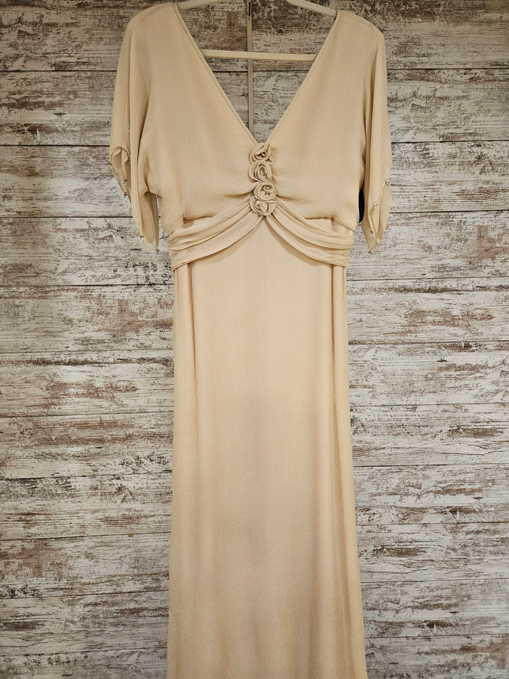 TAN 100% SILK LONG DRESS $1300