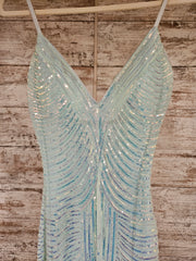 GREEN SPARKLY LONG DRESS