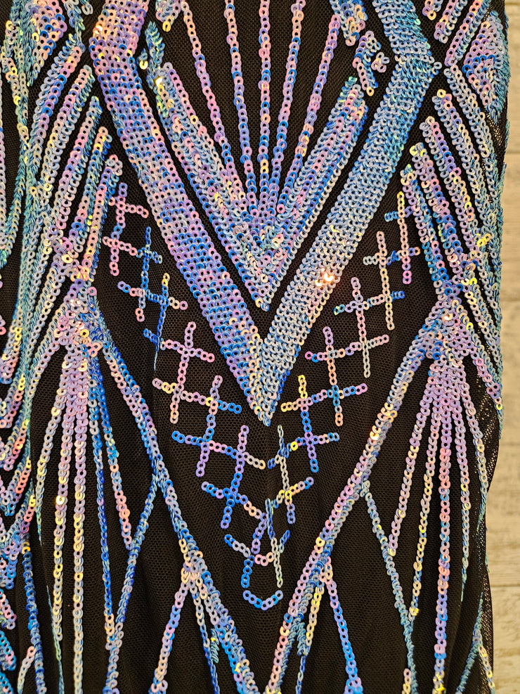 ROYAL BLUE/BLACK SPARKLY LONG