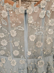 BLUE/FLORAL A LINE GOWN