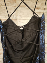 BLACK/NAVY SPARKLY LONG DRESS