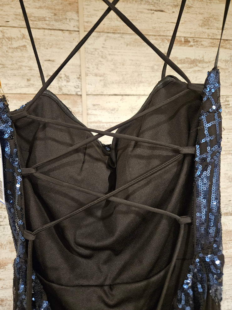 BLACK/NAVY SPARKLY LONG DRESS