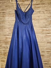 ROYAL BLUE SPARKLY A LINE GOWN