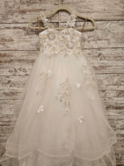 WHITE/FLORAL FLOWER GIRL-NEW