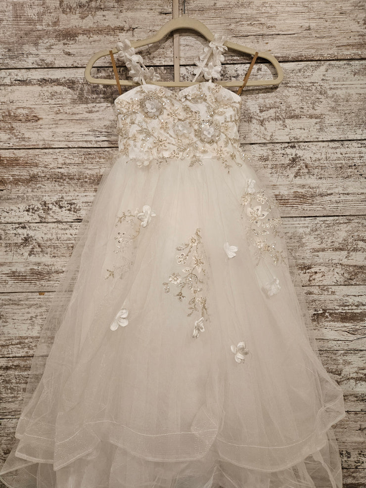 WHITE/FLORAL FLOWER GIRL-NEW