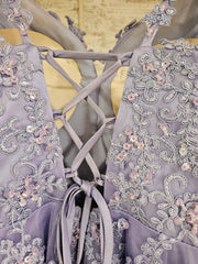 LAVENDER/FLORAL A LINE GOWN